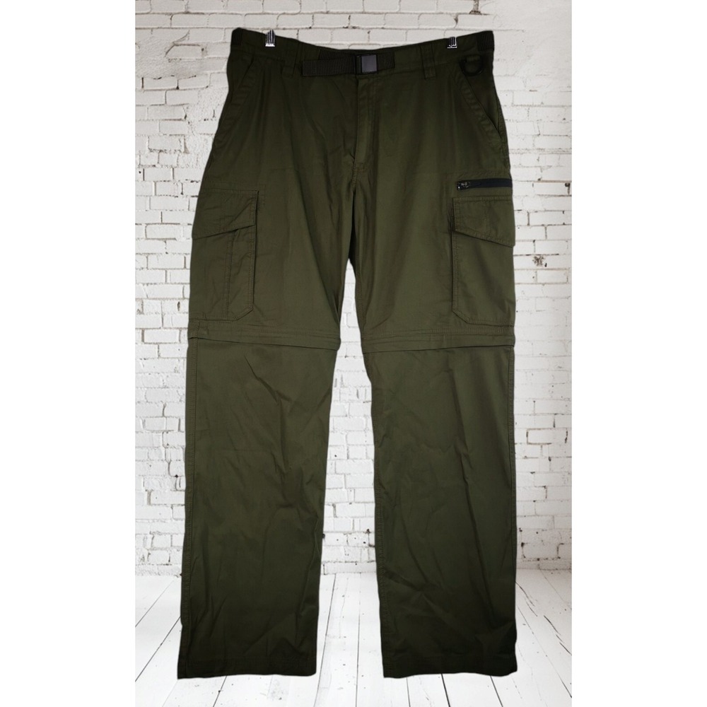 The B.C. Clothing Men's Size LX32 36x32 Cargo GREEN Pants Belt Buckle Pockets